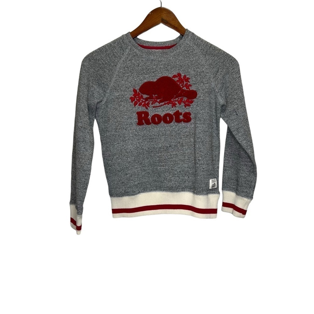 Roots Cabin Grey Salt & Pepper Crewneck Sweatshirt Size Large